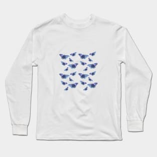 Butterfly pattern in blue and purple Long Sleeve T-Shirt